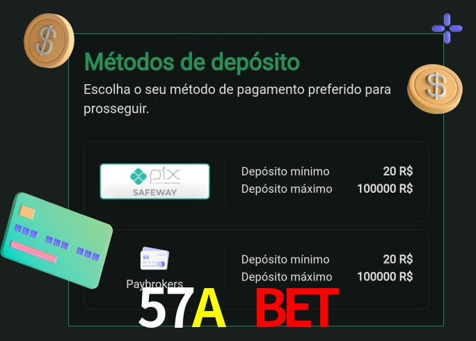 O cassino 57A Bet oferece uma grande variedade de métodos de pagamento